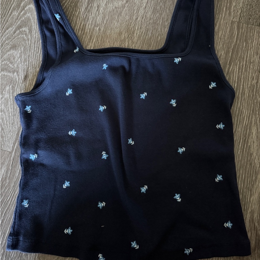 Navy Floral Tank Top